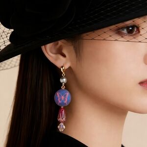 Czech Glass Butterfly Crystal Earrings